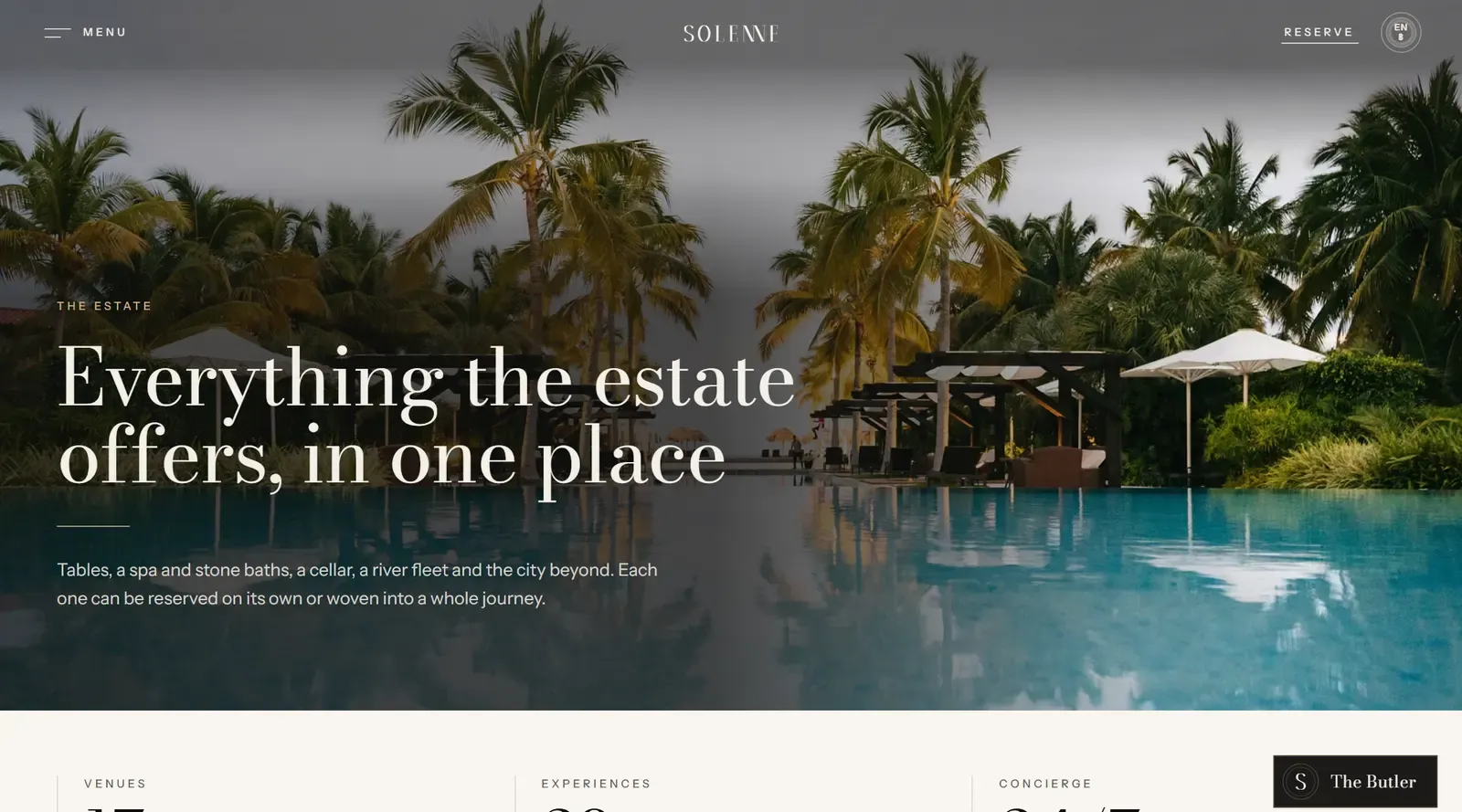 The estate guide: an infinity pool among palms, with venues, experiences and a concierge available at every hour